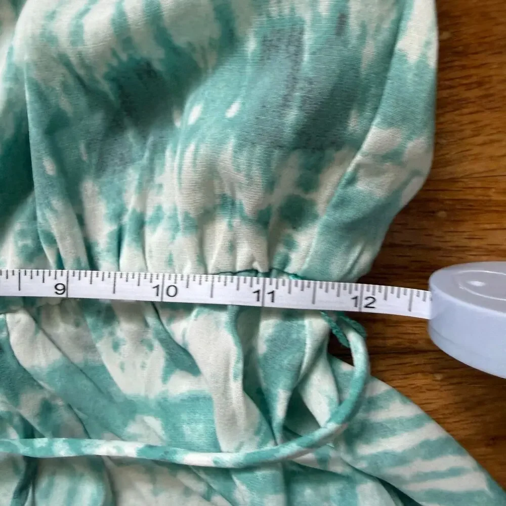 Aakaa Strapless Tie Dye Blue Maxi Dress Sz S Romantic Boho Feminine Vacay Resort